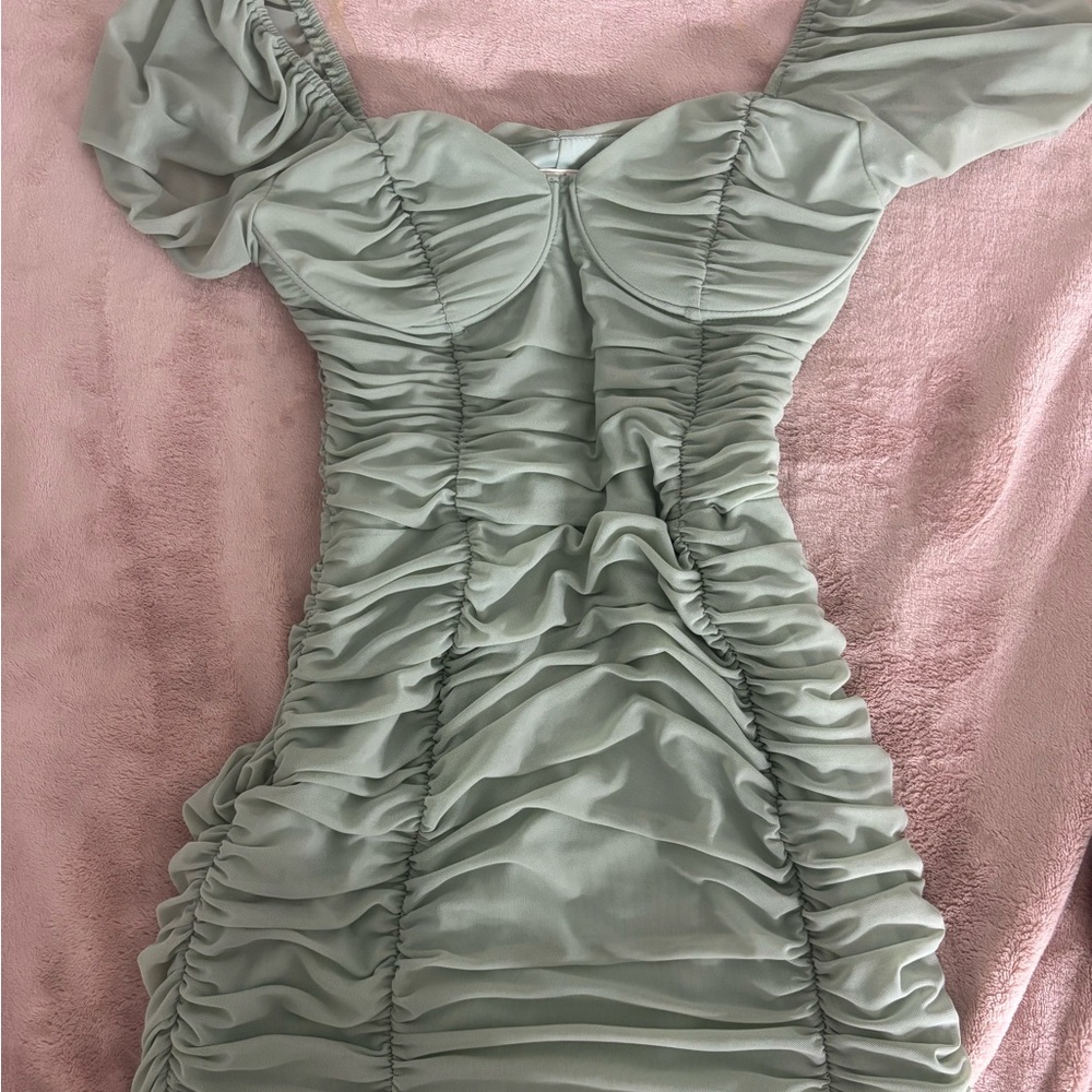 Elegant Green Ruched Dress